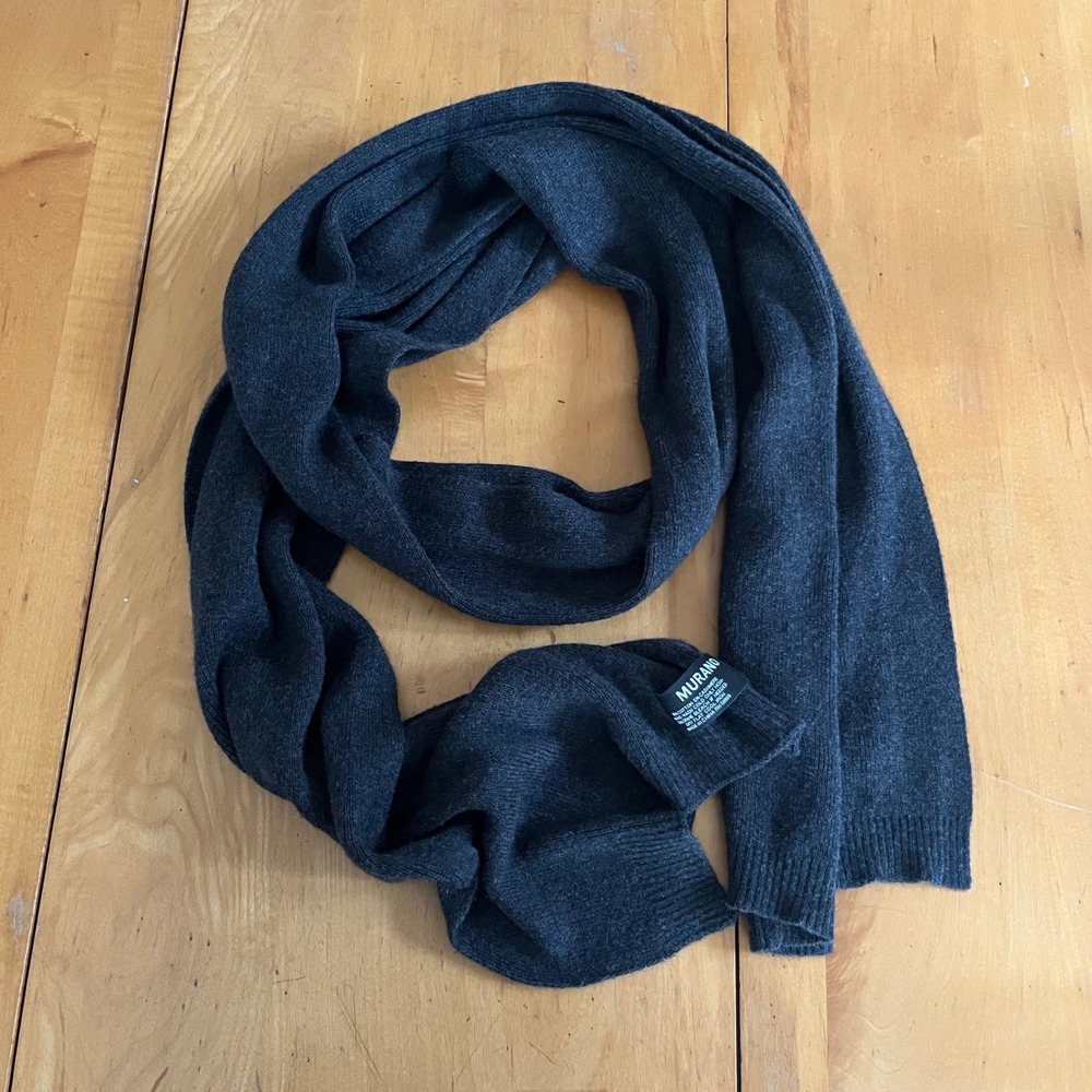 Murano Men's Charcoal Gray Cotton Cashmere Lightweight Scarf